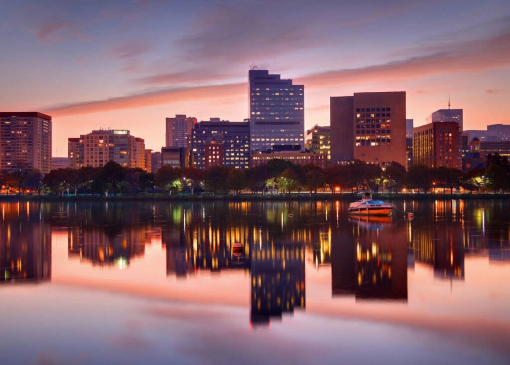 A sunset view of West End in Boston 